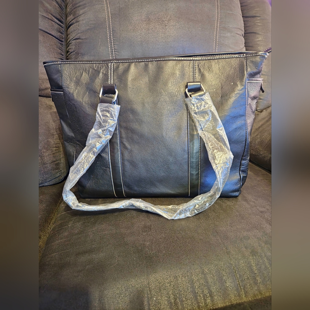 BENTLEY Large Black Leather tote bag
